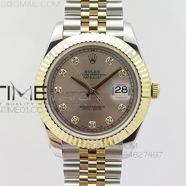 BP공장 V2 롤렉스 데이저스트2 콤비 연갈색다이얼 텐포인트인덱스 Rolex DateJust2 SS&YG Light Brown Dial 10Point Index 신형브레스렛