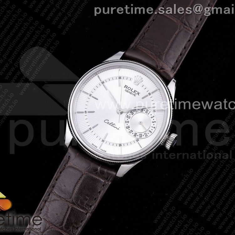 GM공장 롤렉스 셀리니 50519 리얼데이트 화이트다이얼 가죽스트랩 Cellini 50519 SS White Dial on Brown Leather Strap SA3165
