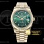 GM공장 롤렉스 데이데이트 36 옐로우골드 금통 그린다이얼 2836 DayDate 40mm 904L Flt YG/YG Green/Stk Rmn GMF A2836