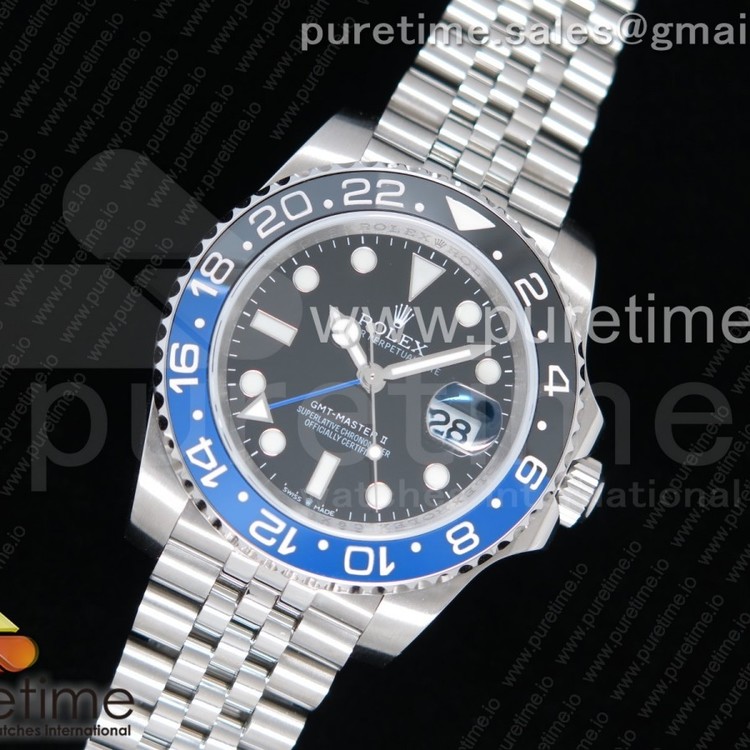 DJ공장 롤렉스 GMT마스터2 블랙앤블루 블랙다이얼 쥬빌레브레이슬릿 GMT Master II 126710 BLNR Real Ceramic 904L SS Black Dial on Jubilee Bracelet A3186 (Correct Hand Stack)