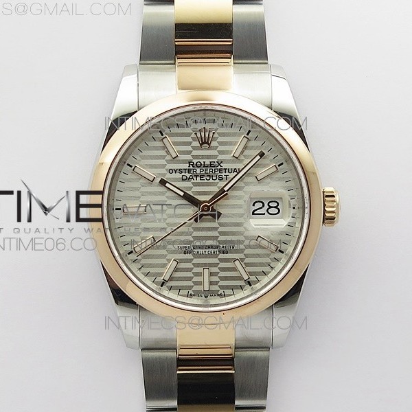 BP공장 롤렉스 데이저스트 36 로즈골드콤비 돔베젤 플루티드실버다이얼 오이스터브레이슬릿 DateJust 36 SS/RG 126201 BP 1:1 Best Edition Silver Dial on Oyster Bracelet