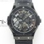 JB공장 클래식퓨전 DLC 스켈레톤다이얼 거미스트랩 Classic Fusion Tourbillion JBF SS DLC Black dial Ceramic Bezel on Leather Strap HUB6010