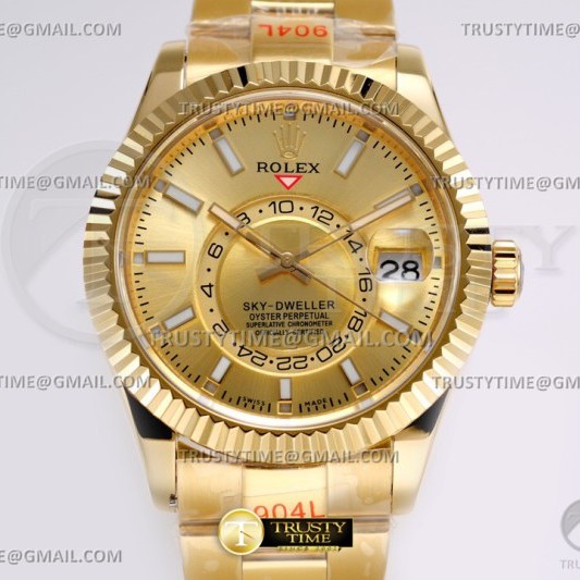 JW공장 롤렉스 스카이드웰러 옐로우골드금통 샴페인다이얼 브레이슬릿 Skydweller 326938 YG/YG Gold JWF Asian 23J