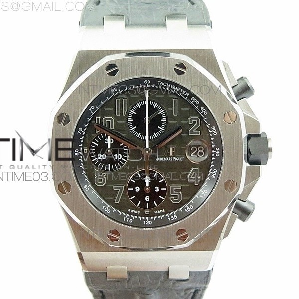 JF공장 v2 오데마피게 로얄오크오프쇼어 크로노그래프42mm 2014 스틸 그레이다이얼 그레이가죽스트랩 ROYAL OAK OFFSHORE 2014 GRAY DIAL ON GRAY LEATHER STRAP A3126 (FREE RUBBER STRAP)