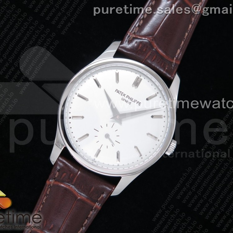 AI공장 파텍필립 칼라트라바 화이트다이얼 가죽스트랩 Calatrava 5196 SS White Dial on Brown Leather Strap A23J