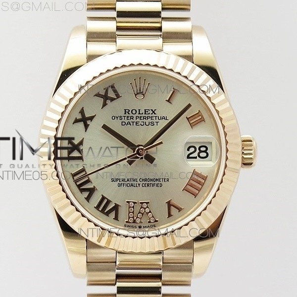 BP공장 롤렉스 데이저스트 31 로즈골드금통 실버다이얼 브레이슬릿2813 Datejust 31mm 278275 RG Silver Roman Markers Dial @6 Dia on RG President Bracelet