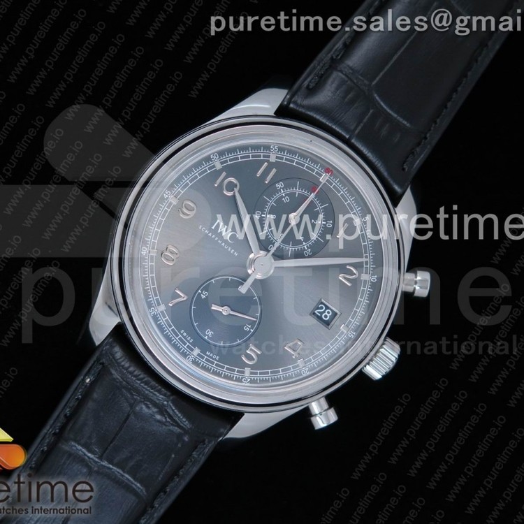 ZF공장 IWC 포르투기저 크로노 클래식42 스틸 그레이다이얼 가죽스트랩 IWC Da Vinci Chrono SS Gray Dial SS on Black Leather Strap A7750