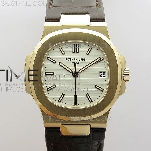 PP공장 V4 노틸러스 로골 화이트다이얼 가죽스트랩 Nautilus 5711/1R PPF V4 1:1 Best Edition White Textured Dial on Brown Leater Strap 324CS