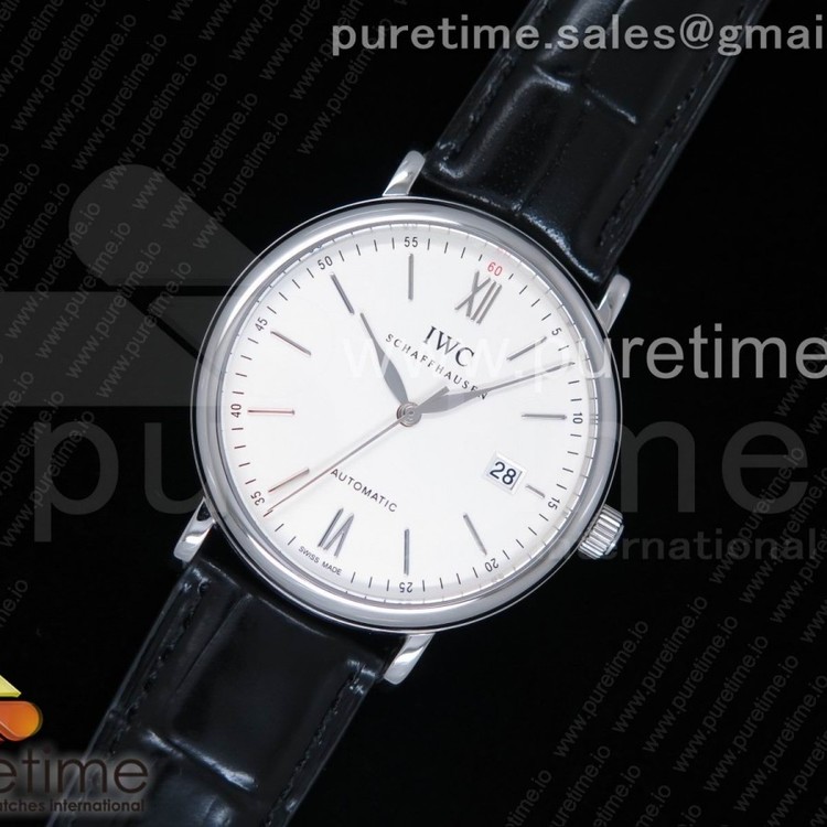 98K공장 IWC 포르토피노 스틸 화이트다이얼 실버인덱스 가죽스트랩 IWC Portofino Automatic SS White Dial SS Markers on Black Leather Strap A2892