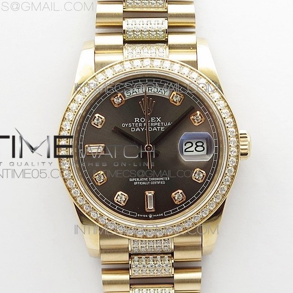 BP공장 롤렉스 데이데이트 36미리 로골 그레이다이얼 2836 Day-Date 36 128235 RG/Crystal BP Best Edition Gray Crystal Marker Dial on RG President Bracelet A2836