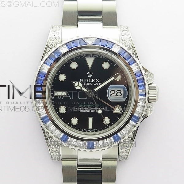 BP공장 젬티 3186 블랙다이얼 GMT Master II 126710 White/Blue T Crystal BP Best Edition Black Dial On SS Bracelet 3186 CHS