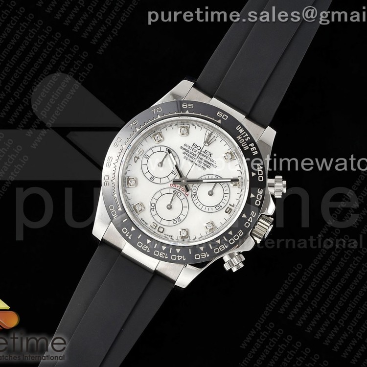 QF공장 롤렉스 데이토나 화이트다이얼 8P 다이아몬드인덱스 러버스트랩 Daytona 116519 QF 1:1 Best Edition White Diamonds Dial on Oysterflex Strap SA4130 V2