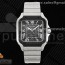 3K공장 까르띠에 산토스 드 까르띠에 40 스틸 블랙베젤 블랙다이얼 브레이슬릿 Santos de Cartier 40mm SS 3KF 1:1 Best Edition White Dial Black Bezel on SS Bracelet MIYOTA 9015