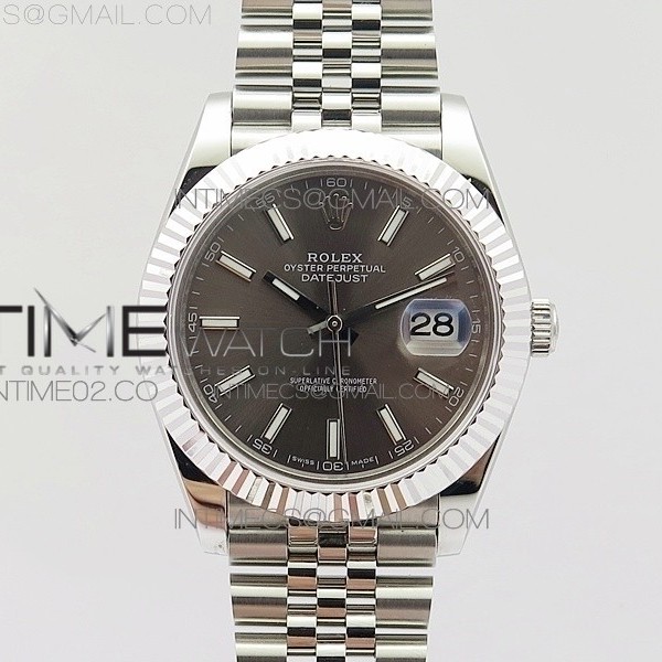 BP 롤렉스 데이저스트 41 스틸 그레이다이얼 바인덱스 V2 DATEJUST II 41MM GRAY DIAL SUPERLUMED SMALL STICKS MAKERS ON NEW VERSION JUBILEE BRACELET