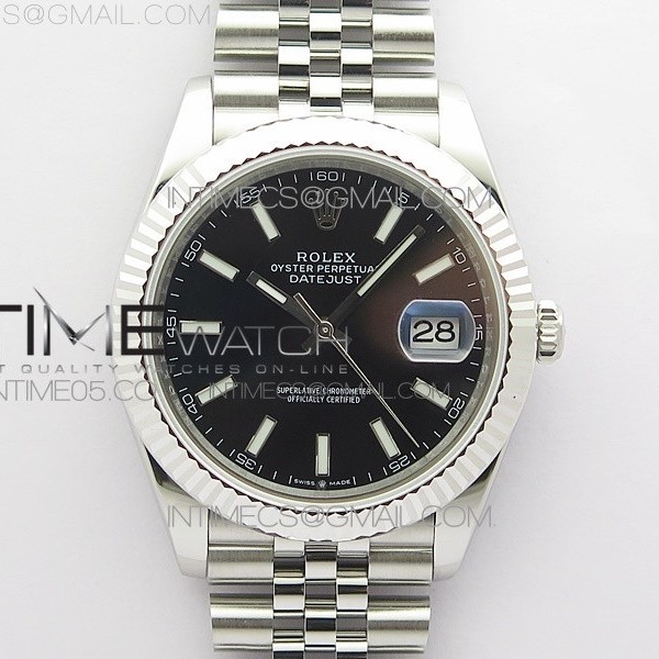 RO공장 롤렉스 데이저스트 41 블랙다이얼 DateJust 41MM 126334 904L SS ROF 1:1 Best Edition Black Dial Stick Markers on SS Jubilee Bracelet A3235