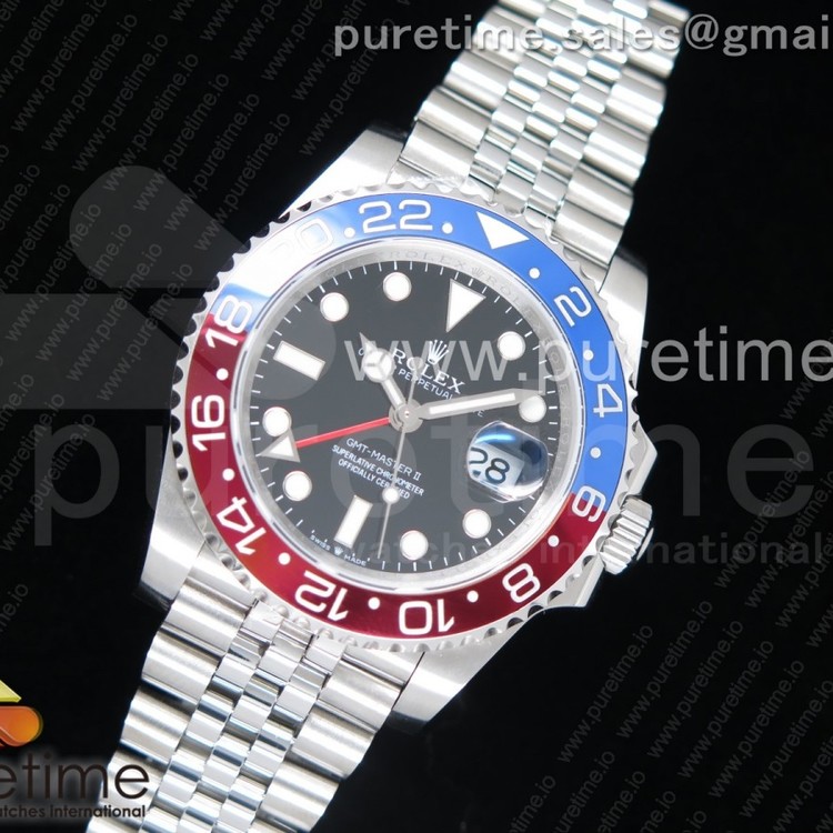 EW공장 롤렉스 GMT마스터2 블루앤레드 블랙다이얼 펩시 쥬빌레브레이슬릿 GMT-Master II 126710 BLRO Pepsi Bezel on SS Jubilee Bracelet A2836