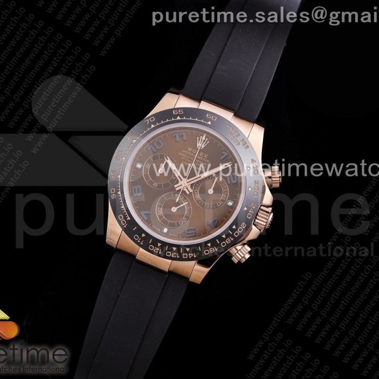 TW공장 세라토나 로골 브라운다이얼 러버 4130 Daytona RG TWF Black Ceramic Bezle Brown Dial Black Roman Markers on Black Rubber Strap A4130