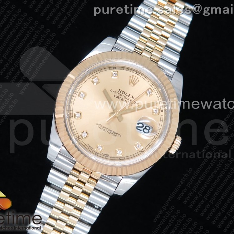 AR공장 롤렉스 데이저스트 41 옐로우골드콤비 다이아몬드인덱스 쥬빌레브레이슬릿 DateJust 41 126333 SS/YG 904L Steel YG Diamonds Dial on Jubilee Bracelet A2824