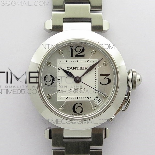V9공장 파샤 35미리 실버다이얼 Pasha W31074M7 35mm SS V9F Best Edition Silver Dial on SS Bracelet A2892 to Cal.049
