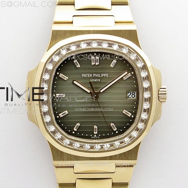 PP공장 V4 노틸러스 로골 그레이다이얼 Nautilus 5711/1R T Crystal Bezel PPF V4 1:1 Best Edition Brown Textured Dial on RG Bracelet 324CS (Free box)