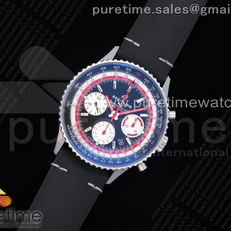 V9공장 브라이틀링 내비타이머 크로노 블랙다이얼 가죽스트랩 Navitimer B01 Chronograph 43 Black Dial on Black Leather Strap A7750