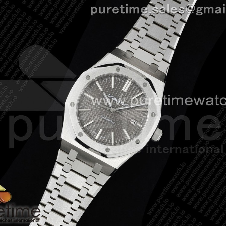 RSF공장 오데마피게 로얄오크 15400 스틸 그레이다이얼 브레이슬릿 Royal Oak 41mm 15400 SS RSF 1:1 Best Edition Gray Textured Dial on SS Bracelet A3120 Super Clone
