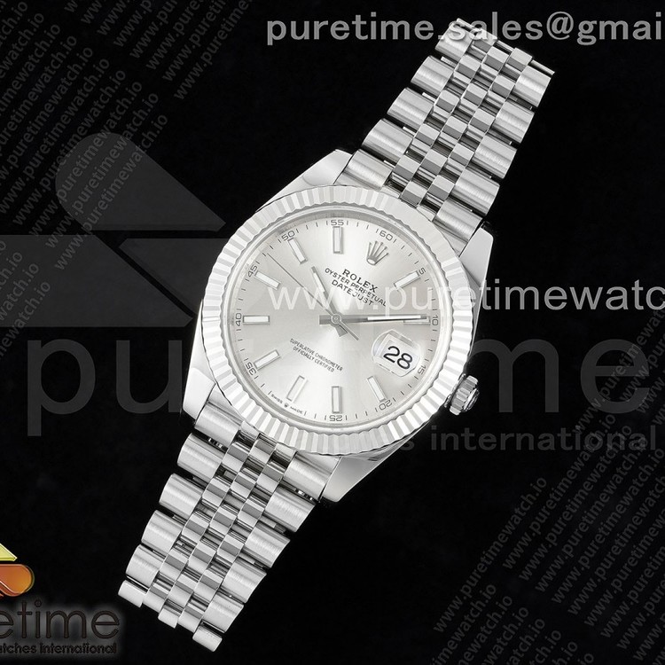 WF공장 롤렉스 데이저스트 41 스틸 실버다이얼 플루티드베젤 쥬빌레브레이슬릿 DateJust 41 126334 WF 1:1 Best Edition 904L Steel Silver Stick Dial on Jubilee Bracelet VR3235