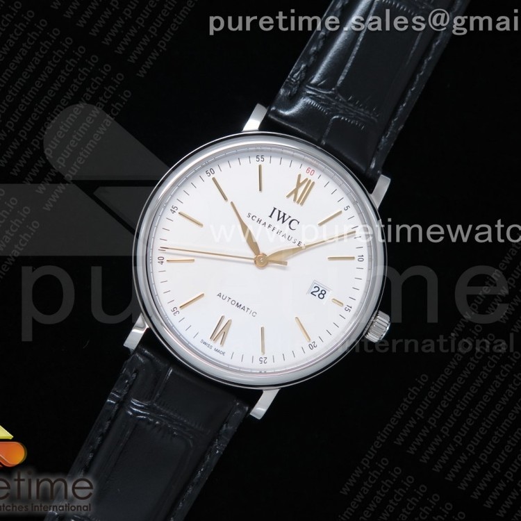 V7공장 포르토피노 화이트다이얼 옐로우골드 마커 악어스트랩 Portofino Automatic SS IW356517 White Dial YG Markers on Black Croco Strap ETA2892