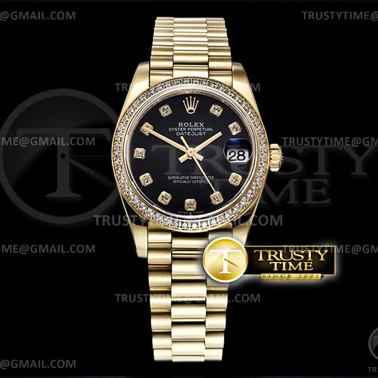 BP공장 롤렉스 데이저스트 31 옐로우골드금통 블랙다이얼 브레이슬릿 DJ Midsize 31mm Pres Diam YG/YG Blk Diam BP A2824