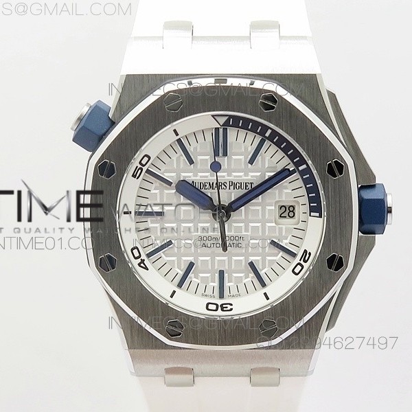 JF공장 V8 오데마피게 로얄오크 오프쇼어 다이버 15710 Audemars Piguet Royal Oak Offshore Diver 스틸 화이트/네이비 러버