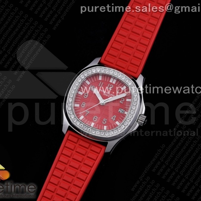 PP공장 아쿠아넛 레드다이얼 러버 35.6MM Aquanaut 5067A SS PPF 1:1 Best Edition Red Textured Dial on Red Rubber Strap AE23