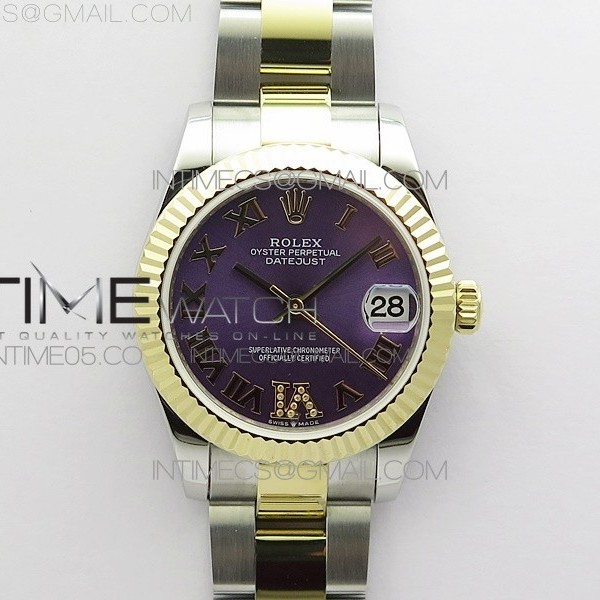 BP 롤렉스 데이저스트 31 옐로우골드콤비 퍼플다이얼 2813 Datejust 31mm 278273 SS/YG BP Best Edition Purple Roman Markers Dial on SS/YG Oyster Bracele