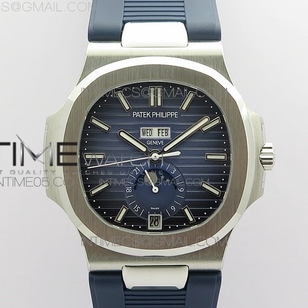 GR공장 V2 노틸러스 애뉴얼캘린더 블루다이얼 러버 NAUTILUS 5726 SS GRF 1:1 BEST EDITION BLUE DIAL WORKING ANNUAL CALENDARON BLUE Rubber STARP A.324 V2
