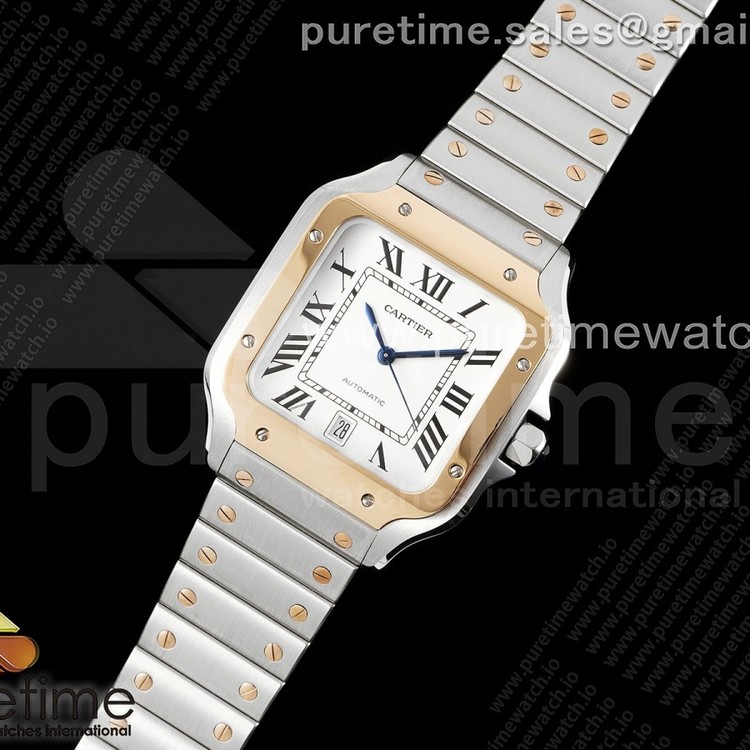 3K공장 까르띠에 산토스 드 까르띠에 40 로즈골드콤비 브레이슬릿 Santos de Cartier 40mm SS 3KF 1:1 Best Edition White Dial RG Bezel on SS Bracelet MIYOTA 9015