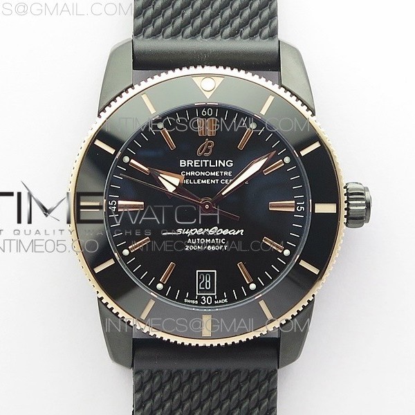 브라이틀링 슈퍼오션 42미리 DLC 블랙다이얼 러버 SuperOcean 42mm AB2010 DLC/RG B50 1:1 Best Edition Black Dial Black Ceramic Bezel on Black Rubber strap A2824