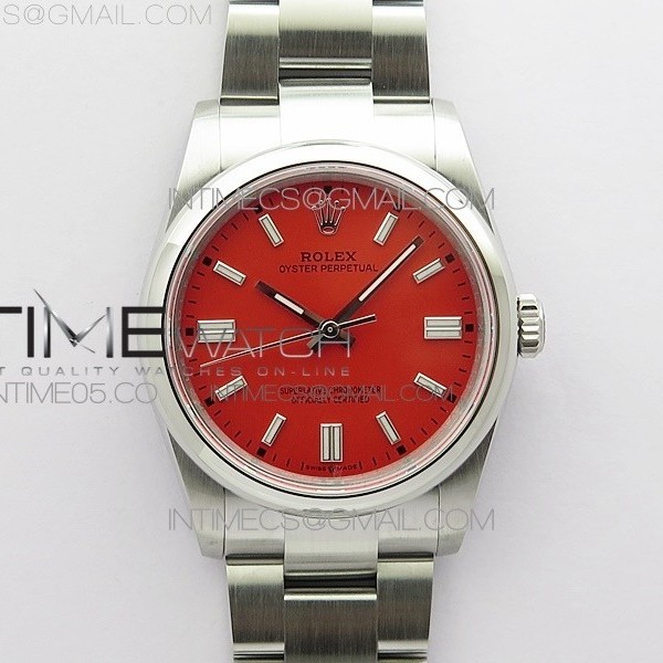 BP공장 롤렉스 오이스터 36미리 레드다이얼 2813 Oyster Perpetual 36mm 126000 BP Best Edition Red Dial on SS Bracelet