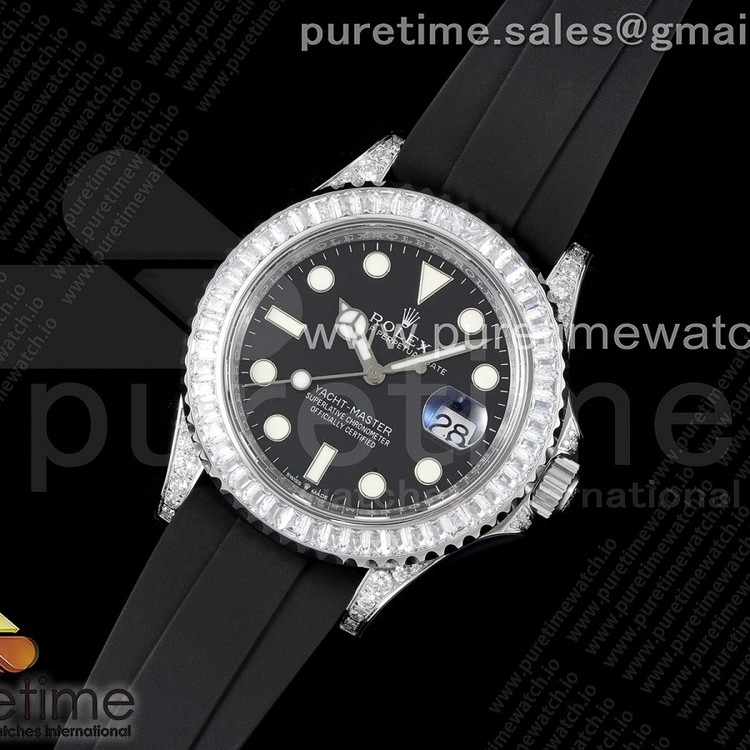 JVS공장 롤렉스 요트마스터 42 스틸 풀다이아몬드파베 블랙다이얼 러버스트랩 Yacht-Master 42mm 226659 JVSF 1:1 Best Edition Diamonds Bezel on Black Rubber Strap VR3235