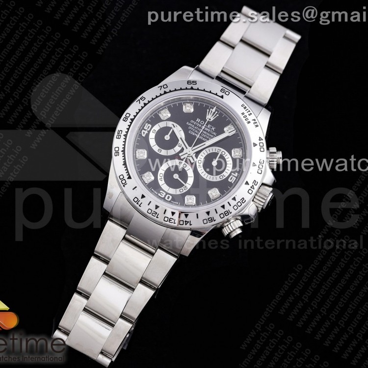 TW공장 스틸토나 블랙다이얼 4130 Daytona SS TWF SS Bezle Black Dial Diamonds Markers on SS Brcelet A4130