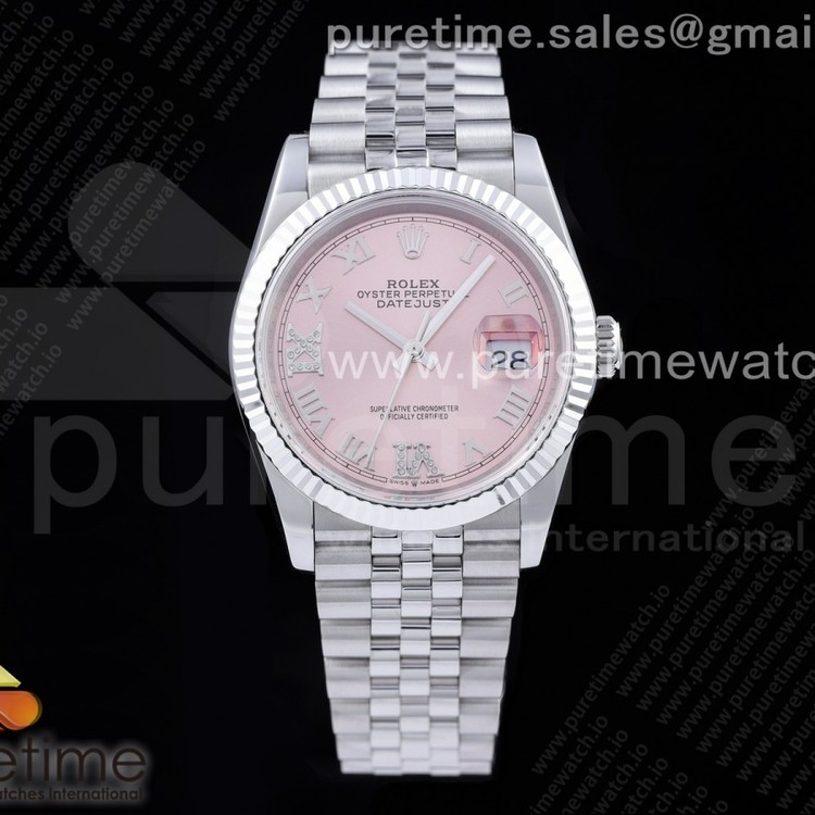GM공장 롤렉스 데이저스트 36 핑크다이얼 브레이슬릿3235 DateJust 36 SS 126234 904L Steel Pink Dial Diamond Roman Markers on Jubilee Bracelet SA3235