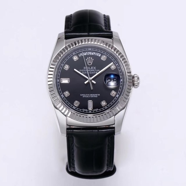 TR공장 롤렉스 데이데이트 36MM 블랙다이얼 가죽스트랩