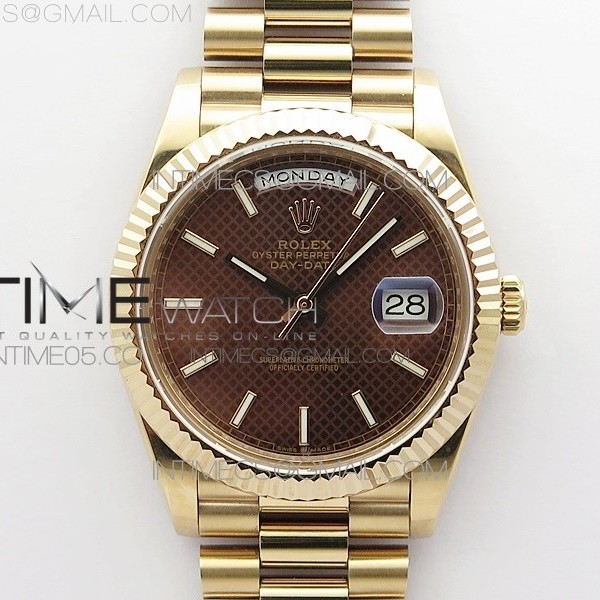 BP공장 롤렉스 데이데이트 40미리 로골 브라운다이얼 2836 Day-Date 40mm 228239 BP New Dial Version 904 RG Brown Stick Markers Dial on RG President Bracelet A2836