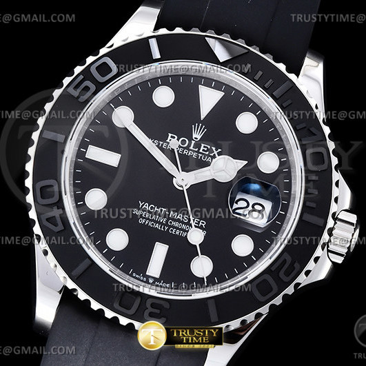 EW공장 롤렉스 요트마스터 42 스틸 블랙다이얼 러버스트랩 YachtMaster 226659 42mm 316F SS/RU Blk EWF A3235
