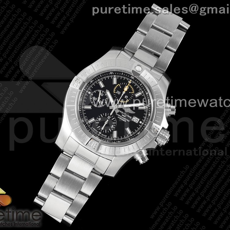 TF공장 브라이틀링 어벤져 크로노그래프 스틸 블랙다이얼 브레이슬릿 Avenger Chrono SS TF 1:1 Best Edition Black Dial on SS Bracelet A7750