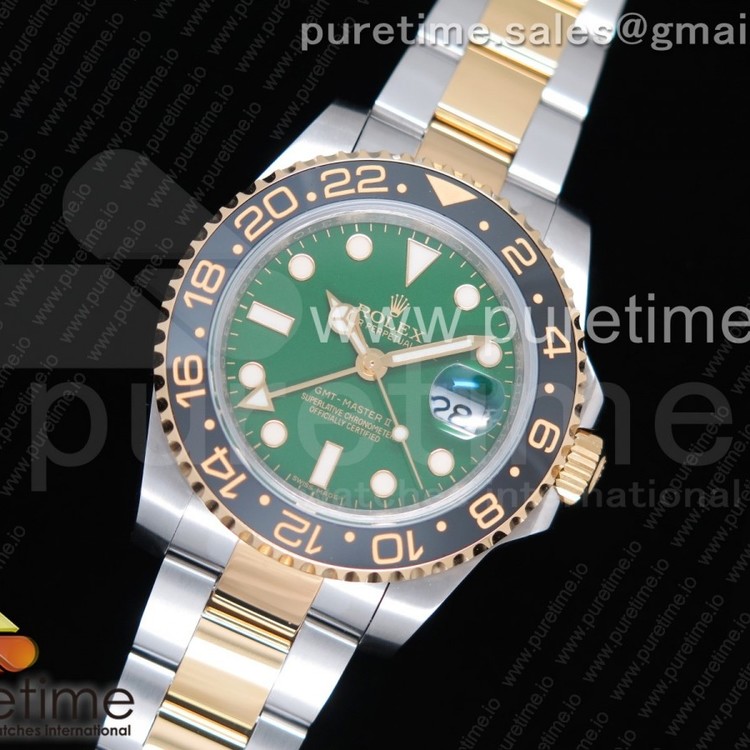 EW공장 롤렉스 GMT마스터2 흑콤 그린다이얼 GMT-Master II 116713 LN Black Ceramic SS/YG Green Dial on SS/YG Bracelet A2836
