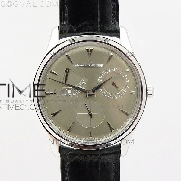 3A공장 예거르쿨트르 마스터 울트라씬 리저브 드 마르쉐 스틸 그레이다이얼 MASTER ULTRA THIN RESERVE DE MARCHE SS GRAY DIAL ON BLACK LEATHER STRAP A938