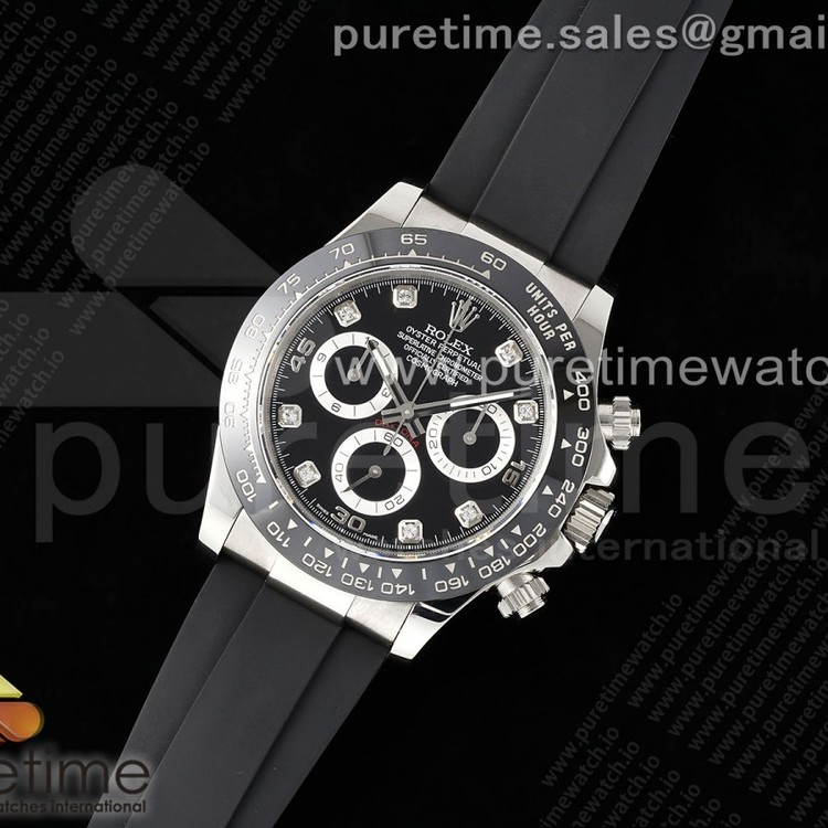 QF공장 롤렉스 데이토나 블랙다이얼 8P 다이아몬드인덱스 러버스트랩 Daytona 116519 QF 1:1 Best Edition Black Diamonds Dial on Oysterflex Strap SA4130 V2
