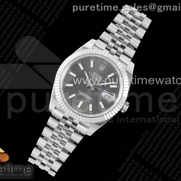 NTF공장 롤렉스 데이저스트 41 스틸 그레이다이얼 플루티드베젤 쥬빌레브레이슬릿 다크로듐 DateJust 41 126334 NTF 1:1 Best Edition 904L Steel Gray Stick Dial on Jubilee Bracelet VR3235