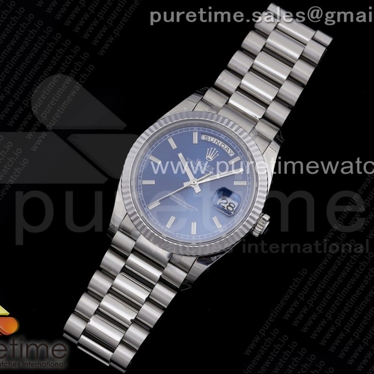 EW공장 데이데이트 36MM 블루다이얼 브레이슬릿 Day-Date 36 SS 128239 Blue Dial Lume Markers on President Bracelet A3255
