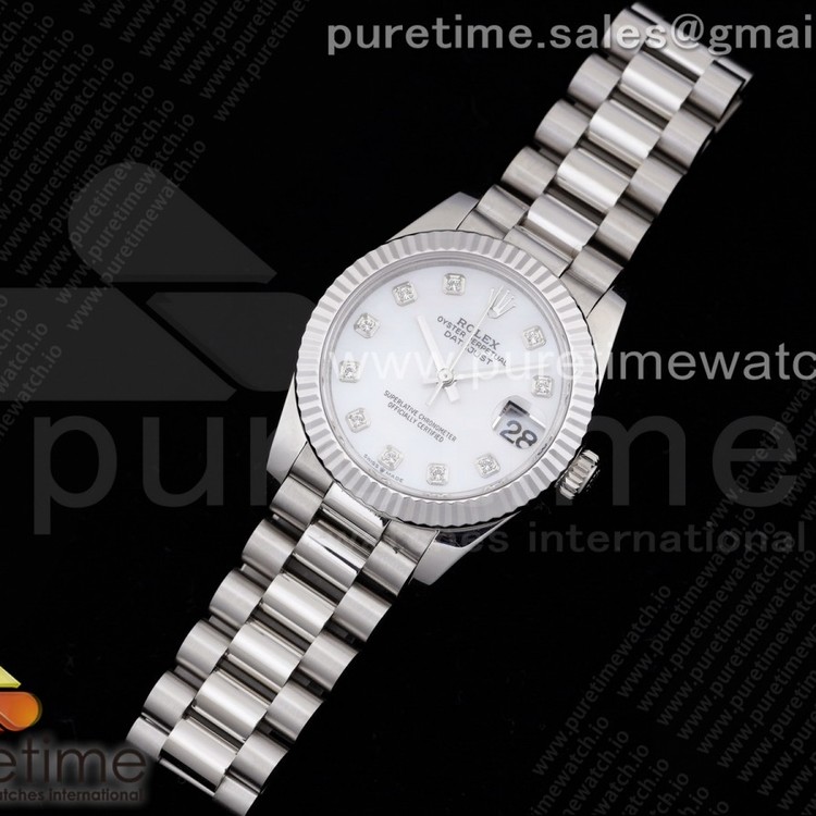 GM공장 롤렉스 데이저스트 31 화이트다이얼 브레이슬릿 DateJust 31 Ladies 278289 GMF 316L Steel White Dial Diamonds Markers on President Syle Bracelet