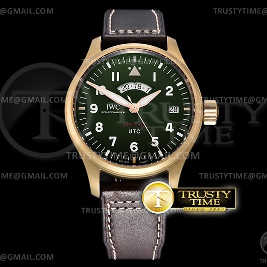 ZF공장 UTC 스핏파이어 에디션 브론즈케이스 그린다이얼 가죽스트랩 Pilot UTC Spitfire Ed MJ271 BR/LE Grn ZF 1:1 A2836